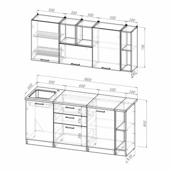 Кухонный гарнитур Лариса макси 4 1800 мм (Герда) в Сысерти - sysert.mebel-e96.ru