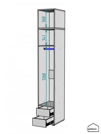Шкаф с антресолью 400 мм Linnea MHR-1A-3 2450х400х510 (Белый-М 11.1.1) в Сысерти - sysert.mebel-e96.ru