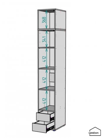 Шкаф с антресолью 400 мм Linnea MHR-1A-4 2450х400х510 (Белый-М 11.1.2) в Сысерти - sysert.mebel-e96.ru