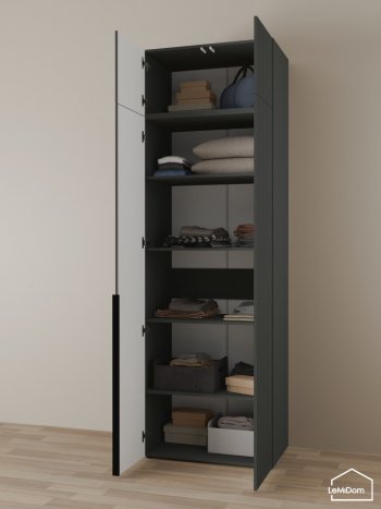 Шкаф с антресолью 800 мм Linnea MHR-2A-2 2450х800х510 (Графит-М 11.1.25) в Сысерти - sysert.mebel-e96.ru