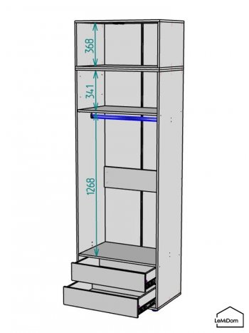 Шкаф с антресолью 800 мм Linnea MHR-2A-3 2450х800х510 (ДВ-М 11.1.25) в Сысерти - sysert.mebel-e96.ru