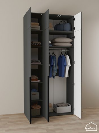 Шкаф с антресолью 1200 мм Linnea MHR-3A-1 2450х1200х510 (Графит-М 11.1.25) в Сысерти - sysert.mebel-e96.ru