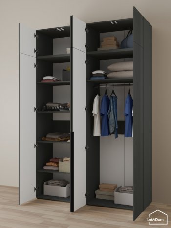 Шкаф с антресолью 1600 мм Linnea MHR-4A-1 2450х1600х510 (Графит-М 11.1.25) в Сысерти - sysert.mebel-e96.ru