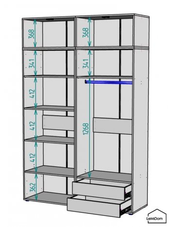 Шкаф с антресолью 1600 мм Linnea MHR-4A-2 2450х1600х510 (Белый-М 11.1.1) в Сысерти - sysert.mebel-e96.ru
