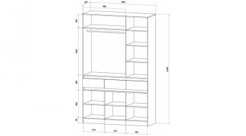 Шкаф 1500 мм 3х ств. Ленора вотан/Графит (Лин) в Сысерти - sysert.mebel-e96.ru