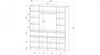 Шкаф 2000 мм 4х ств. Ленора вотан/Кашемир (Лин) в Сысерти - sysert.mebel-e96.ru