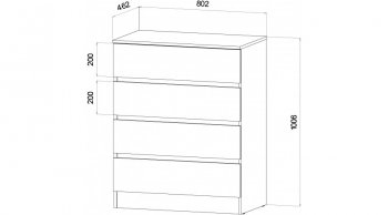 Комод 4 ящика Ленора вотан/Графит (Лин) в Сысерти - sysert.mebel-e96.ru
