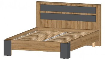 Кровать двуспальная Ленора вотан/Графит (Лин) в Сысерти - sysert.mebel-e96.ru
