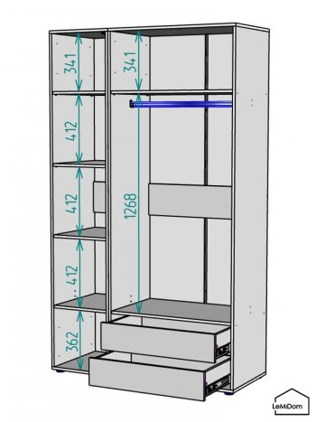 Шкаф Linnea MHR-3-2 2050х1200х510 (Белый-М 11.1.2) в Сысерти - sysert.mebel-e96.ru