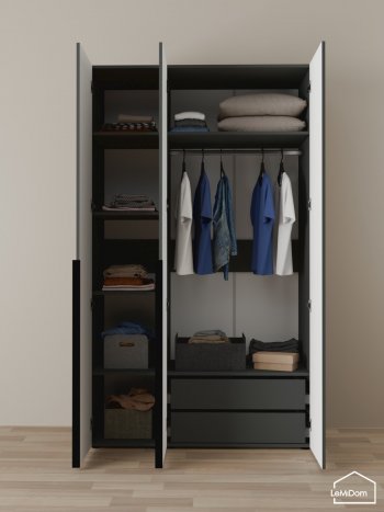 Шкаф Linnea MHR-3-2 2050х1200х510 (Графит-М 11.1.25) в Сысерти - sysert.mebel-e96.ru