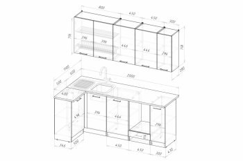 Кухонный гарнитур Лиора прайм 400 1100х2000 мм (Герда) в Сысерти - sysert.mebel-e96.ru