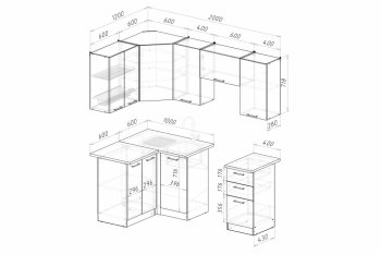 Кухонный гарнитур Лиора оптима 5 1200х2000 мм (Герда) в Сысерти - sysert.mebel-e96.ru