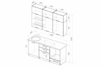 Кухонный гарнитур Лиора макси 1800 мм (Герда) в Сысерти - sysert.mebel-e96.ru