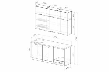 Кухонный гарнитур Лиора макси 2 1800 мм (ПМ) (Герда) в Сысерти - sysert.mebel-e96.ru