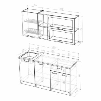 Кухонный гарнитур Лира стандарт 1600 мм (Герда) в Сысерти - sysert.mebel-e96.ru