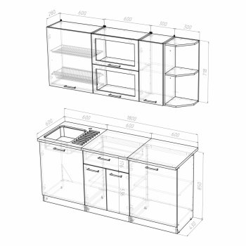 Кухонный гарнитур Лира макси 1800 мм (Герда) в Сысерти - sysert.mebel-e96.ru
