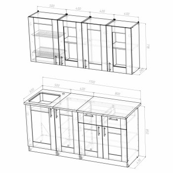Кухонный гарнитур Лира демо 1700 мм (Герда) в Сысерти - sysert.mebel-e96.ru