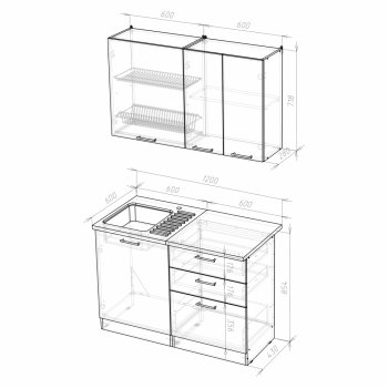 Кухонный гарнитур Лира лайт 1200 мм (Герда) в Сысерти - sysert.mebel-e96.ru
