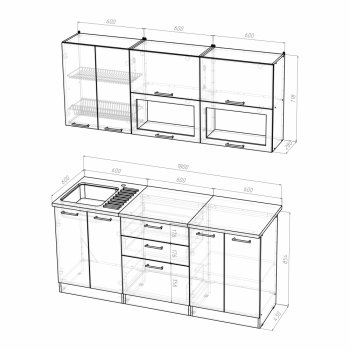 Кухонный гарнитур Лоретта макси 1800 мм (Герда) в Сысерти - sysert.mebel-e96.ru