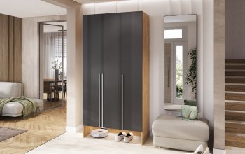 Шкаф прихожая 1200 мм Луна крафт/графит (Миф) в Сысерти - sysert.mebel-e96.ru