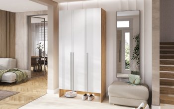 Шкаф прихожая 1200 мм Луна крафт/белый (Миф) в Сысерти - sysert.mebel-e96.ru
