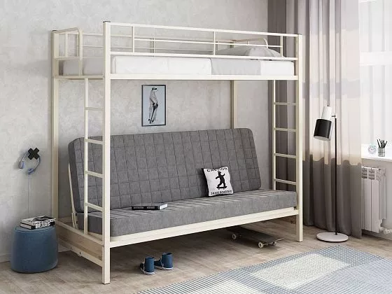 Кровать двухъярусная с диваном Мадлен (велюр) (ФМ) в Сысерти - sysert.mebel-e96.ru