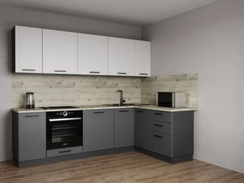 Кухонный гарнитур угловой Меренга МДФ 2600*1600 мм Sanvut в Сысерти - sysert.mebel-e96.ru