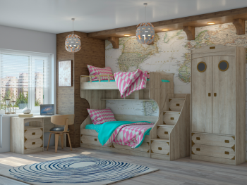 Кровать двухъярусная с лесенкой Мираж-1 (Росток) в Сысерти - sysert.mebel-e96.ru