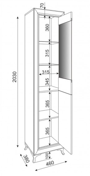 Пенал-витрина ПРАВЫЙ Саванна М27 (Риннер) в Сысерти - sysert.mebel-e96.ru