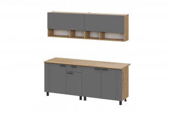 Кухонный гарнитур Монако 2000 мм графит (СВ) в Сысерти - sysert.mebel-e96.ru