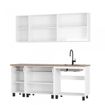 Кухонный гарнитур Монтана 2000 мм белый/графит (БТС) в Сысерти - sysert.mebel-e96.ru