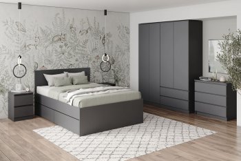 Кровать Мори 1400.1/1 с нишей, графит (ДСВ) в Сысерти - sysert.mebel-e96.ru