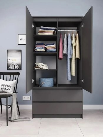 Шкаф 900 мм с антресолью Мори 900.2 графит (ДСВ) в Сысерти - sysert.mebel-e96.ru