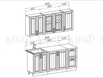 Кухонный гарнитур Настя 1800мм жемчуг/шоколад (Миф) в Сысерти - sysert.mebel-e96.ru