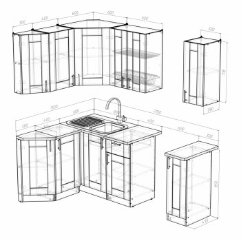 Кухонный гарнитур Ника литл 1500х1300 мм (Герда) в Сысерти - sysert.mebel-e96.ru