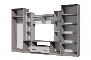 Стенка Николь-2 крафт серый/кашемир (Зарон) в Сысерти - sysert.mebel-e96.ru