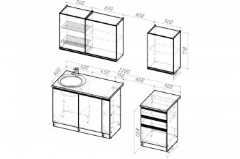 Кухонный гарнитур Ноктюрн стандарт 1600 мм (Герда) в Сысерти - sysert.mebel-e96.ru