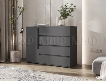 Комод 1 дверь 4 ящика (1200) Норд, графит (Миф) в Сысерти - sysert.mebel-e96.ru