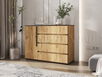 Комод 1 дверь 4 ящика (1200) Норд, дуб крафт (Миф) в Сысерти - sysert.mebel-e96.ru