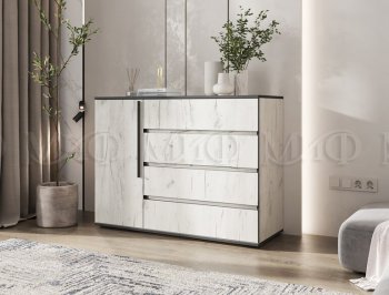 Комод 1 дверь 4 ящика (1200) Норд, крафт белый (Миф) в Сысерти - sysert.mebel-e96.ru