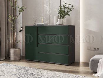 Комод 1 дверь 4 ящика (1200) Норд, графит/изумруд (Миф) в Сысерти - sysert.mebel-e96.ru