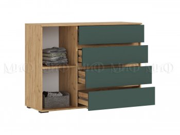 Комод 1 дверь 4 ящика (1200) Норд, крафт/изумруд (Миф) в Сысерти - sysert.mebel-e96.ru