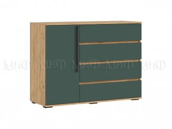 Комод 1 дверь 4 ящика (1200) Норд, крафт/изумруд (Миф) в Сысерти - sysert.mebel-e96.ru