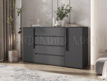 Комод 2 двери 4 ящика (1600) Норд, графит (Миф) в Сысерти - sysert.mebel-e96.ru