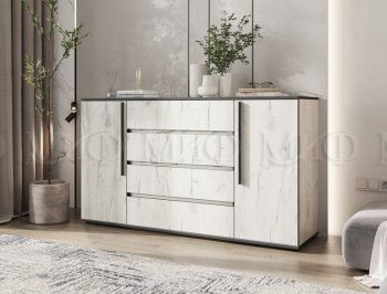 Комод 2 двери 4 ящика (1600) Норд, крафт белый (Миф) в Сысерти - sysert.mebel-e96.ru