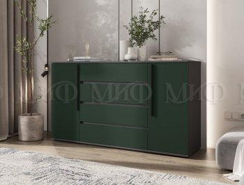 Комод 2 двери 4 ящика (1600) Норд, графит/изумруд (Миф) в Сысерти - sysert.mebel-e96.ru