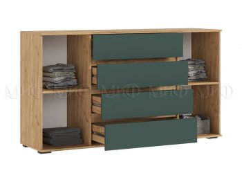 Комод 2 двери 4 ящика (1600) Норд, крафт/изумруд (Миф) в Сысерти - sysert.mebel-e96.ru