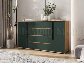 Комод 2 двери 4 ящика (1600) Норд, крафт/изумруд (Миф) в Сысерти - sysert.mebel-e96.ru