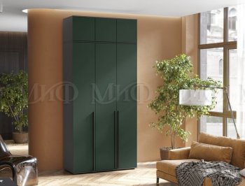 Шкаф 1200 мм 3-х ств. Норд с антресолью графит/изумруд (Миф) в Сысерти - sysert.mebel-e96.ru