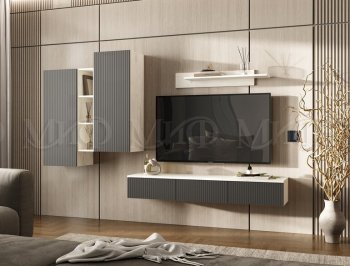 Стенка Оскар комп.2 крафт белый/графит (Миф) в Сысерти - sysert.mebel-e96.ru